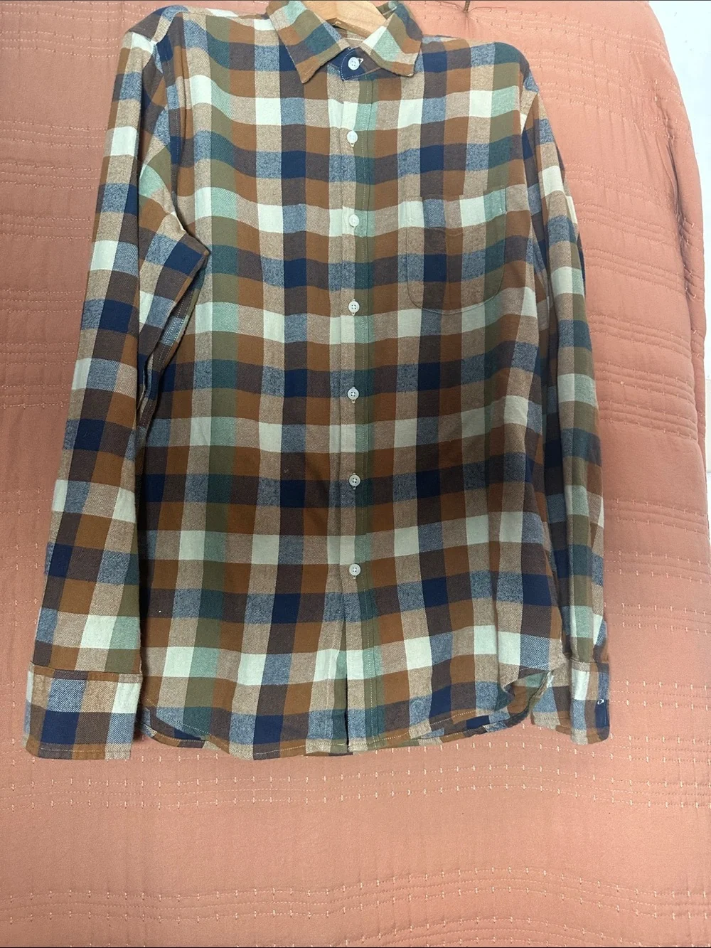 J. Crew Plaid Button-Down Shirt in Brown, Blue & Cream